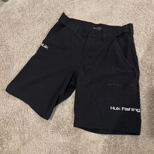 Huk Black Cargo Shorts for Men